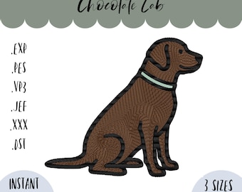 Diseño de bordado de perro labrador chocolate para máquina (descarga digital)