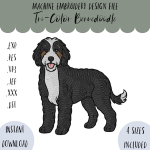Tri-Color Bernedoodle Dog Embroidery Design for Machine (Digital Download)