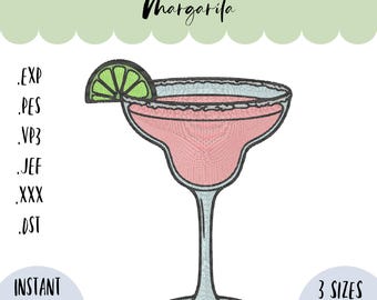 Margarita mit Limette Stickmaschine Design | Getränke und Cocktail Designs (Digitaler Download)