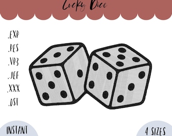 Disegno di dadi fortunati / Schema per ricamo a macchina (download digitale)