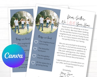 Home Offer Letter Template, Letter to Seller, Home Buyer Letter, Editable Real Estate Letter, Dear Seller
