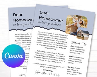 Home Offer Letter Template, Letter to Seller, Home Buyer Letter, Editable Real Estate Letter, Dear Seller