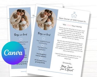 Home Offer Letter Template, Letter to Seller, Home Buyer Letter, Editable Real Estate Letter, buyer offer personalized letter