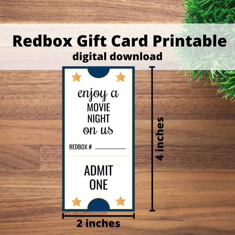 Printable Redbox Certificate, Redbox Gift Card, Teacher Appreciation
