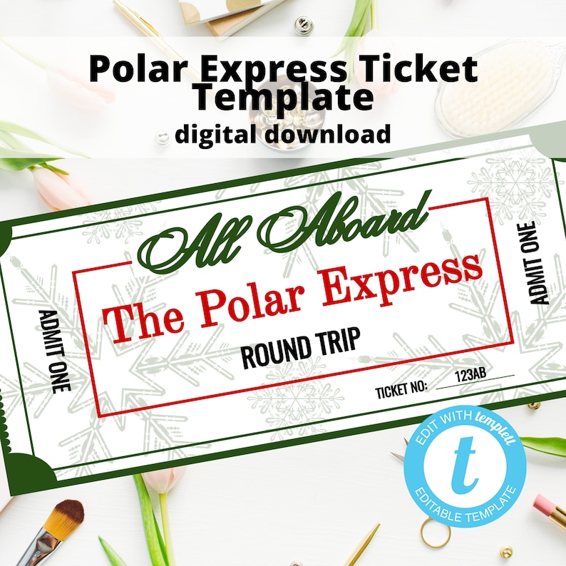 Polar Express Ticket Template Printable Christmas Gift Party Etsy Norway