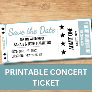 Save the Date Konzert Ticket Vorlage, Überraschung Show Ansage, druckbares benutzerdefiniertes Event Ticket Geschenk