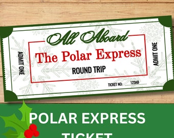 Polar Express Ticket Template, Printable Christmas Gift, Party Favor