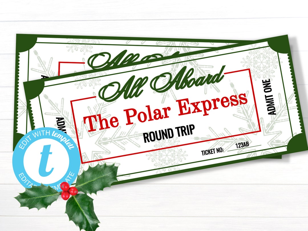 Polar Express Ticket Template Printable Christmas Gift Party Etsy