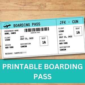 Druckbare Bordkarte Vorlage, benutzerdefiniertes Ticket, Geschenkgutschein, Urlaub