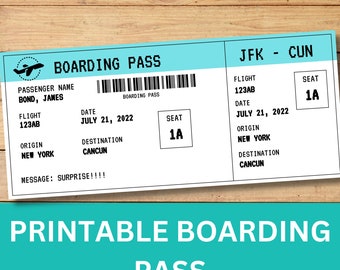 Printable Mother's Day Ticket Template, Surprise Trip Reveal Ticket, Plane Ticket, Boarding Pass ...