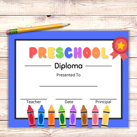 Printable Preschool Diploma Printable 8.5x11 School Award | Etsy