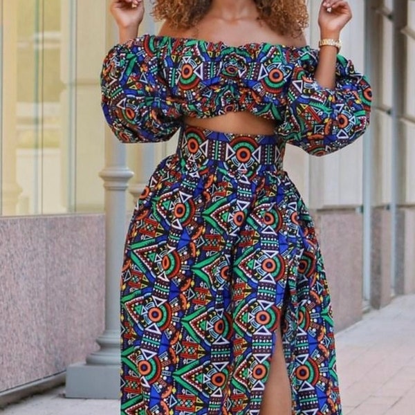 African Print Skirt & Top Set