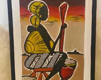 Arte africana feita à mão/ Decoração africana/ Pintura de parede africana/ Pintura lixada