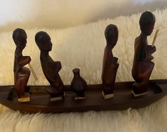Escultura em madeira feita à mão/ Arte em madeira/ Estátua e design para decoração de casa