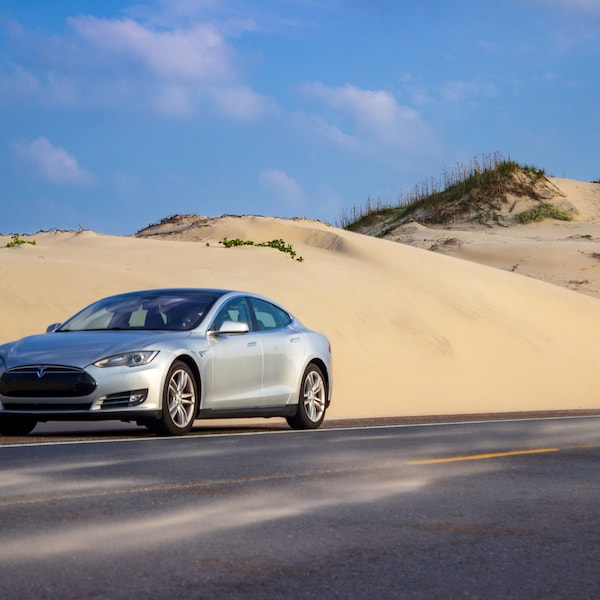 Photo Print, Home Decor, Wall Art, Tesla Model S, South Padre Island, Texas, Dunes, Canvas Print, Landscape Photography, 8x10, 11x14, 16x20