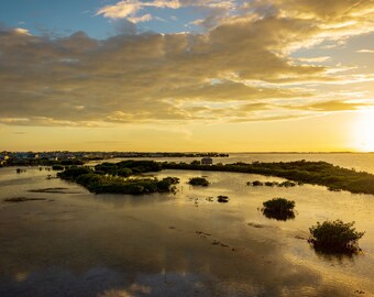 Belize Sunset Photo Print: Tropical Lagoon Landscape Wall Art