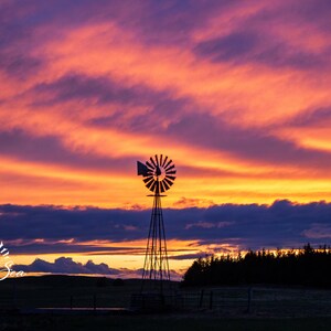 Nebraska Sandhills Sunset - Windmill Sunset - Windmill Scene - Rural Landscape - Rural Photo - Wall Art - Home Decor  Digital Download Print