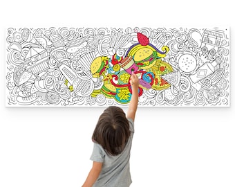 Giant Junk Food Coloring Poster: Large Doodle Wall Art (28x78)