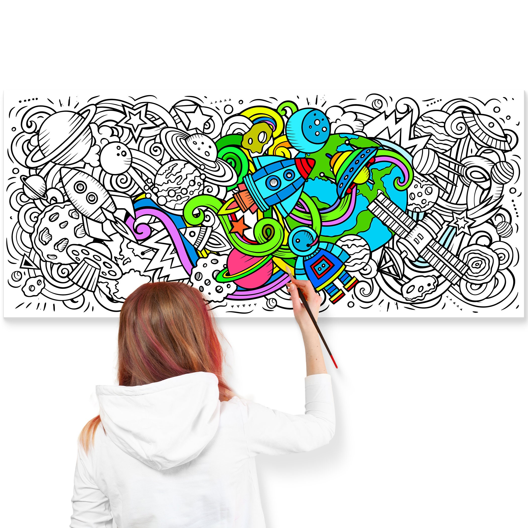Coloring Poster Giant Space Doodle Wall Art Large Coloring Pages