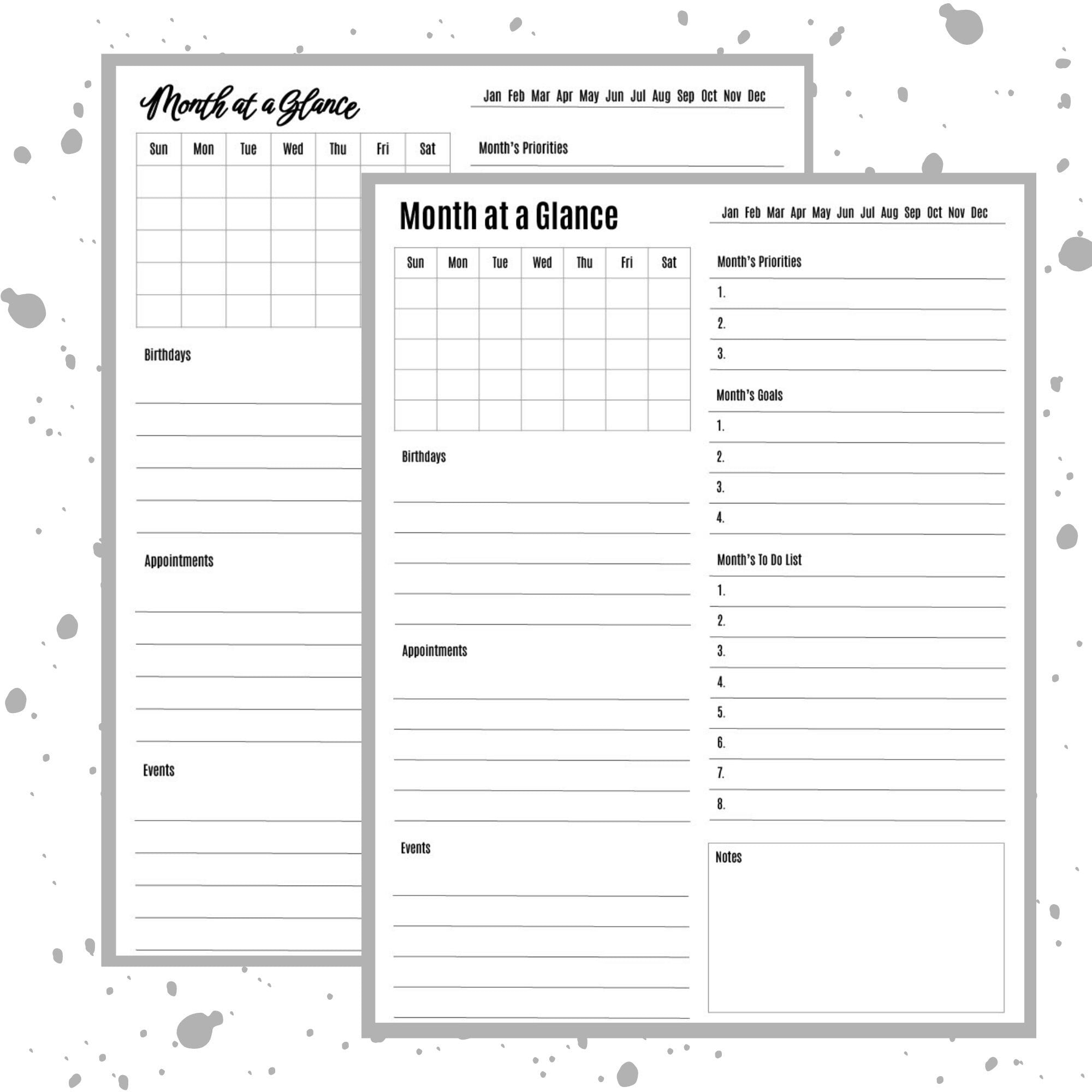 month-at-a-glance-planner-printable-undated-monthly-overview-productivity-planner-important-dates-tracker-instant-digital-download-pdf-etsy
