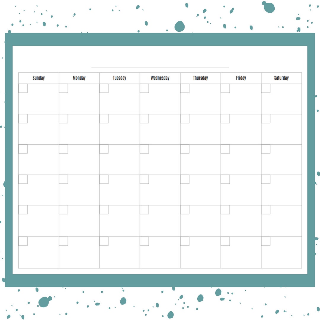Generic Blank Monthly Calendar-undated Calendar-printable Planner ...