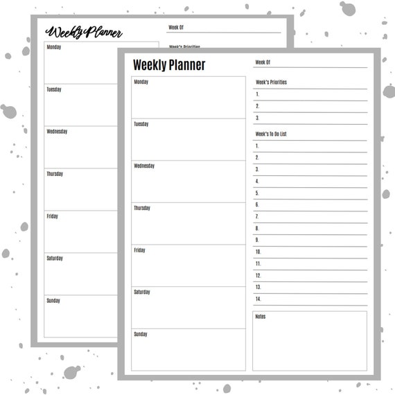 Weekly Planner Printable-undated Weekly Overview-productivity - Etsy