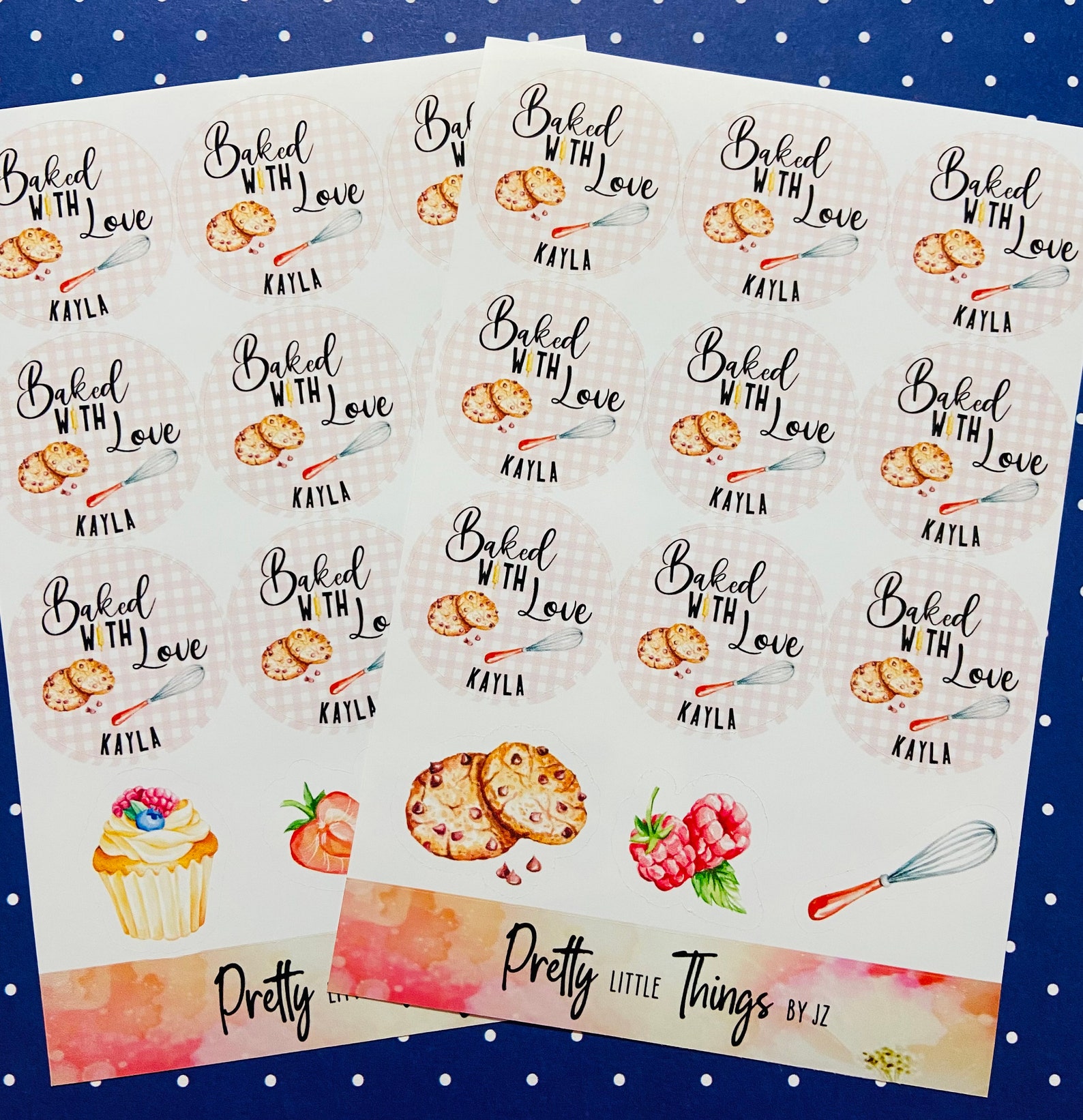 Personalized Baked With Love Stickers / Baking Gifts / Baking Sticker ...