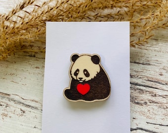 Wood Pins / Panda Gifts / Custom Pins / Panda Pins / Lapels / Animal Lapels / Lapel Pins / Custom Push Pins / Badge Pins / Push Pins