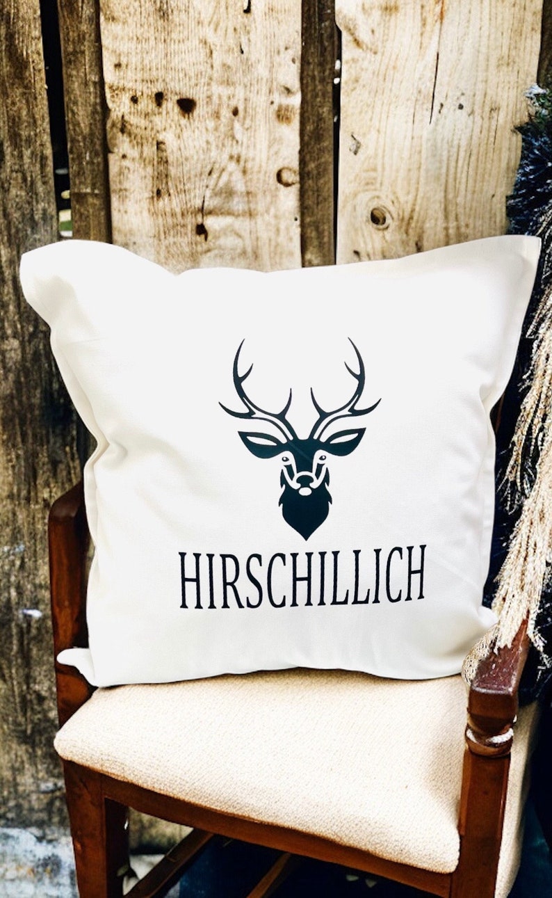 Pillow cover deer/cushion cover Hirschillich/gift idea pillow 50x50 pumpkin/autumn/winter image 1