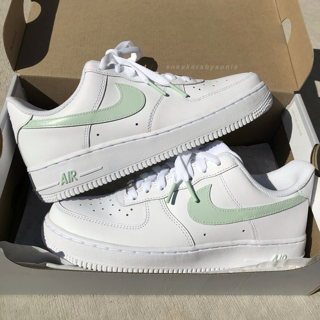 sage green and gold air forces
