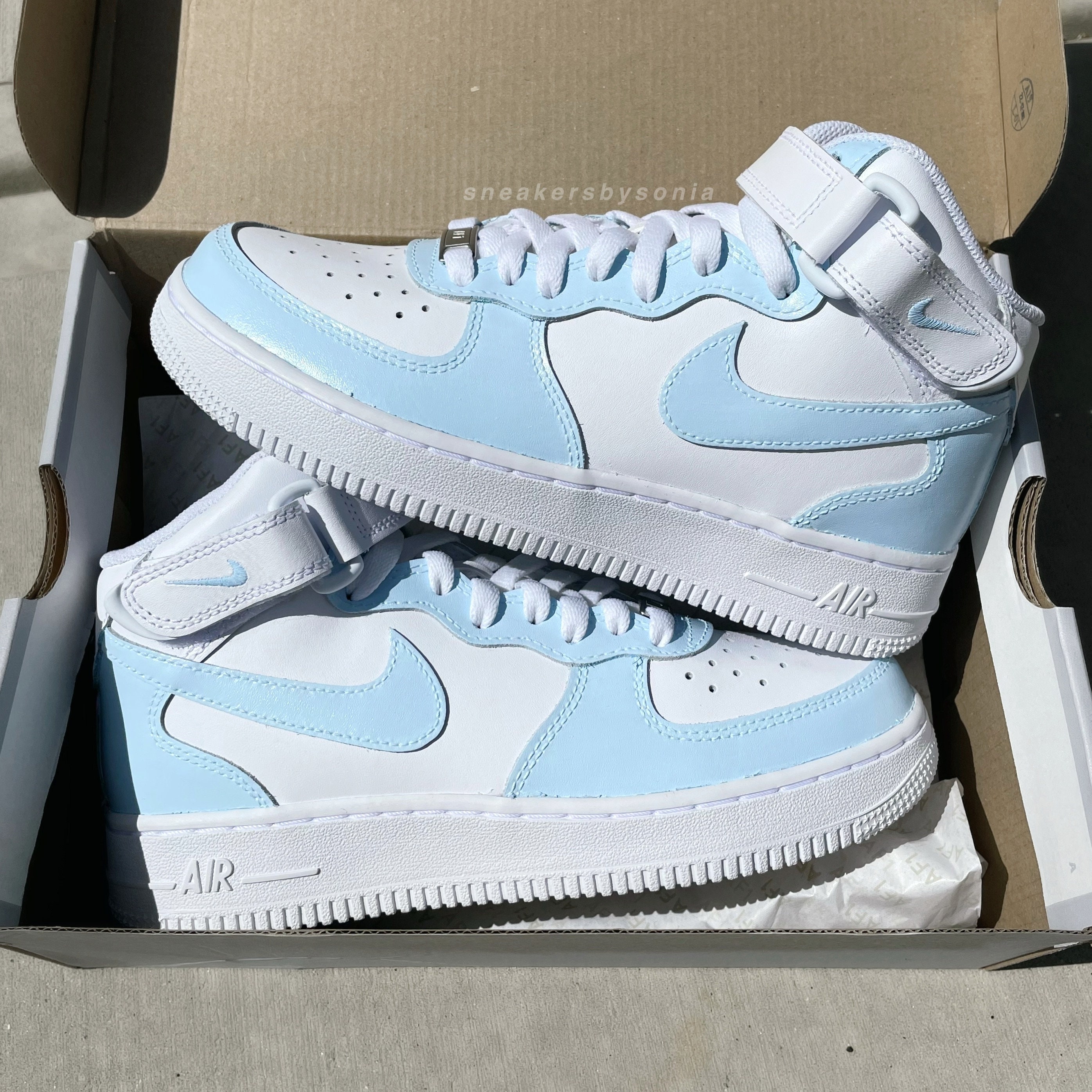 Light AF1 Mids Custom Sneakers -