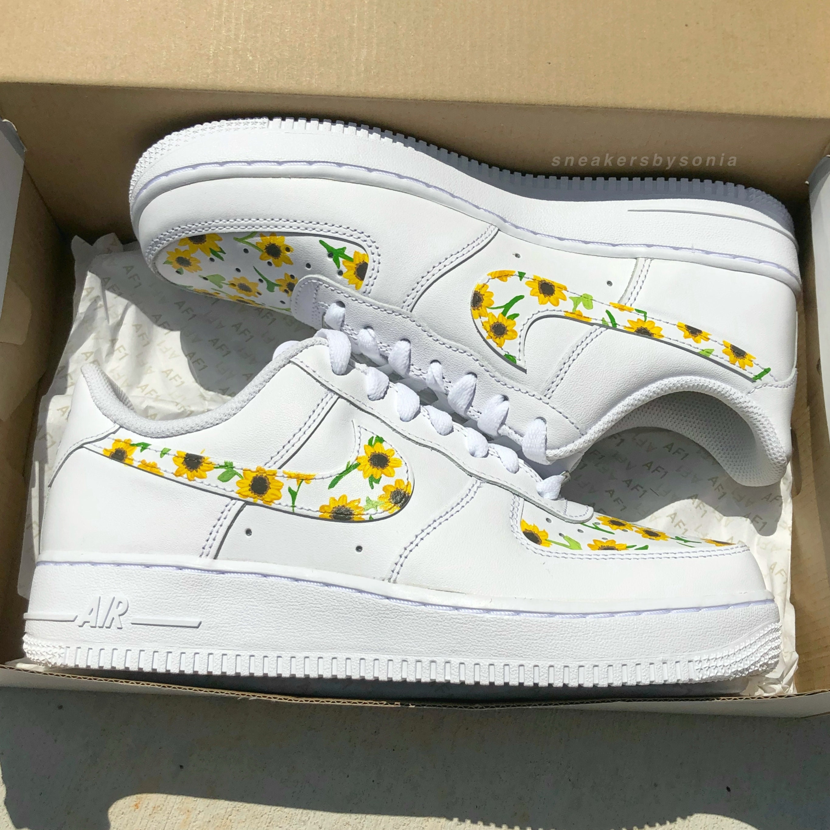 Sunflower Air Force 1 Custom Handpainted Sneakers 