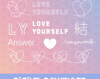 K-pop printables, Kpop clipart, Love Yourself, Fanmade, Clip art, Pngs, Digital download