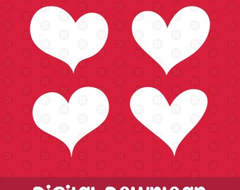 Heart printables, Hearts clipart, Valentine's day, White hearts, Pngs, Digital download