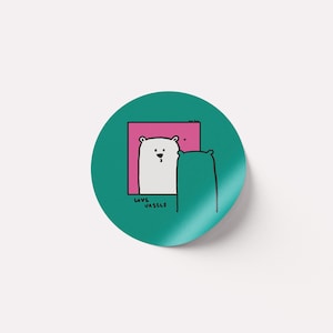 Autocollant vinyle coupé - ours - illustration Sticker Love Urself