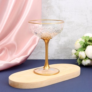 Colored Gold Rimmed Vintage Style Cocktail Glasses, Celebration Glasses, Wedding Glasses, Champagne Coupes, Pink Coupe Glasses image 6