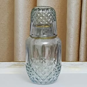 Green Glass Bedside Water Carafe Set: Nightstand Pitcher & Drinking Glass