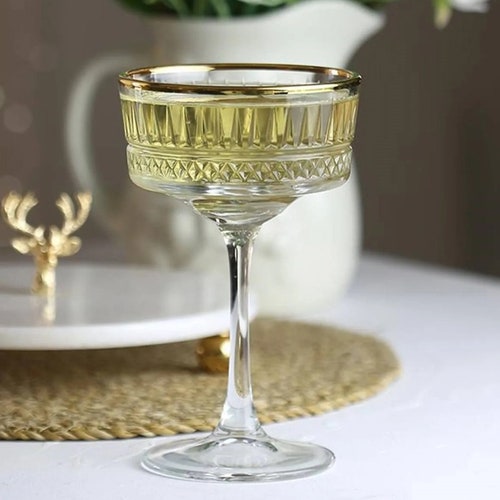 Gold Rimmed Champagne Celebration Glasses cocktail Etsy