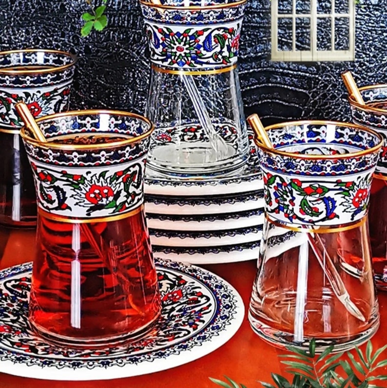 Turkish Tea Set Turkish Tea Cups and Saucers Tea Glasses and Etsy