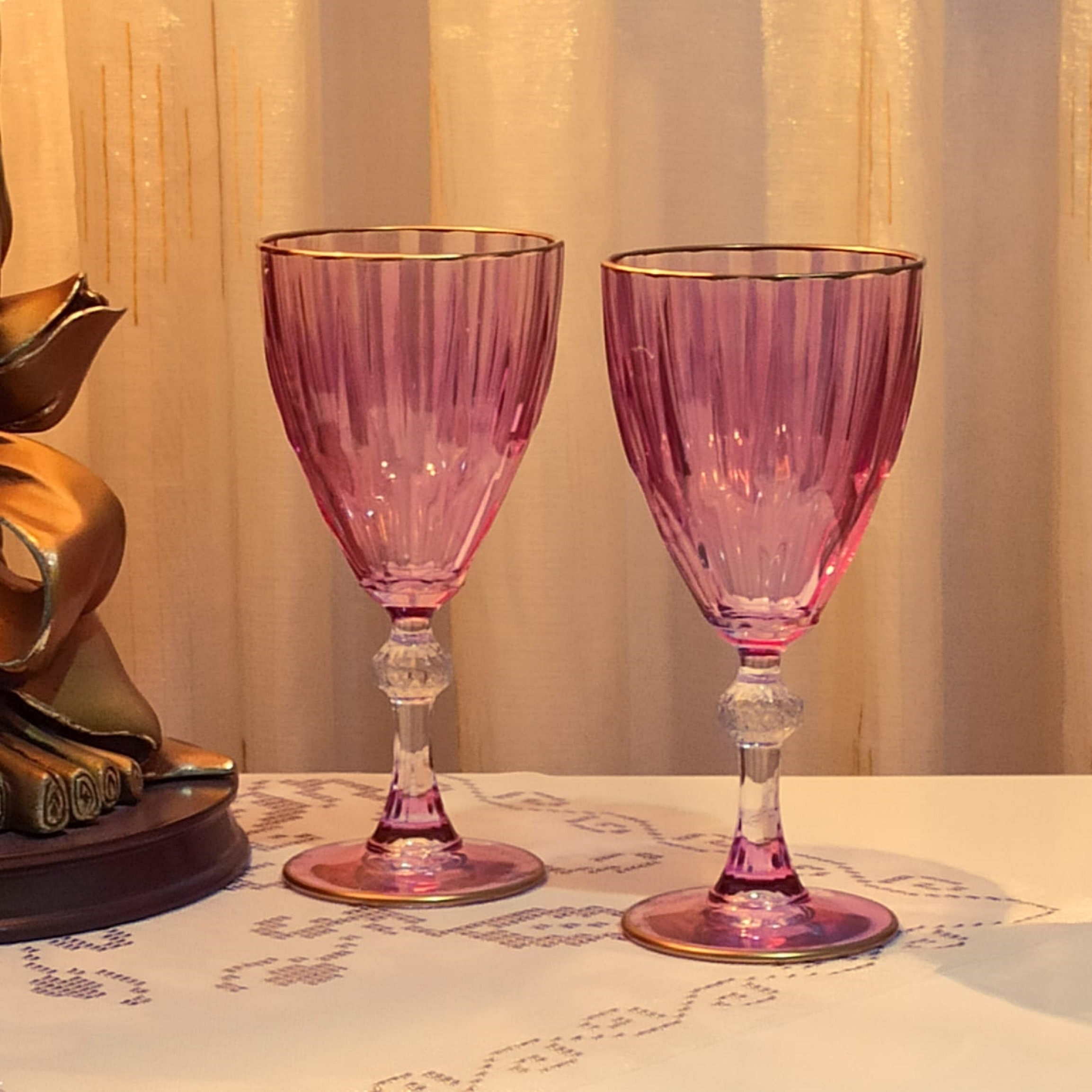 Stackable Stemmed Wine Glasses in Pink Orange, Acrylic