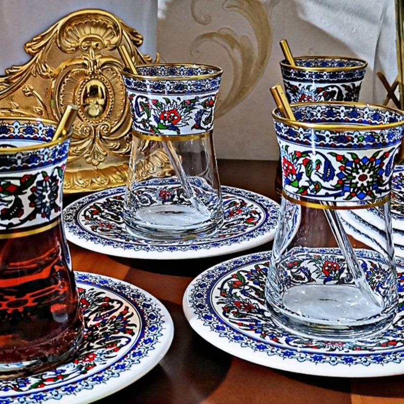 Turkish Tea Set Turkish Tea Cups and Saucers Tea Glasses and Etsy