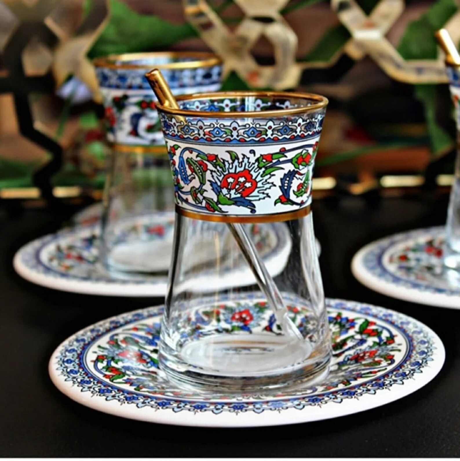 Turkish Tea Set Turkish Tea Cups and Saucers Tea Glasses and Etsy