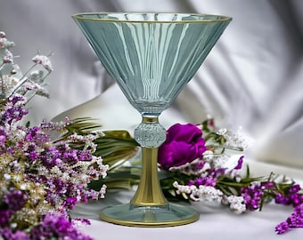 Elegant Colored Cocktail Glass, Gold Rimmed Margarita Glass, Martini Glass, Celebration Glasses