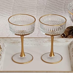 Gold Rim Crystal Champagne Coupe Set: Elegant Wedding Stemware