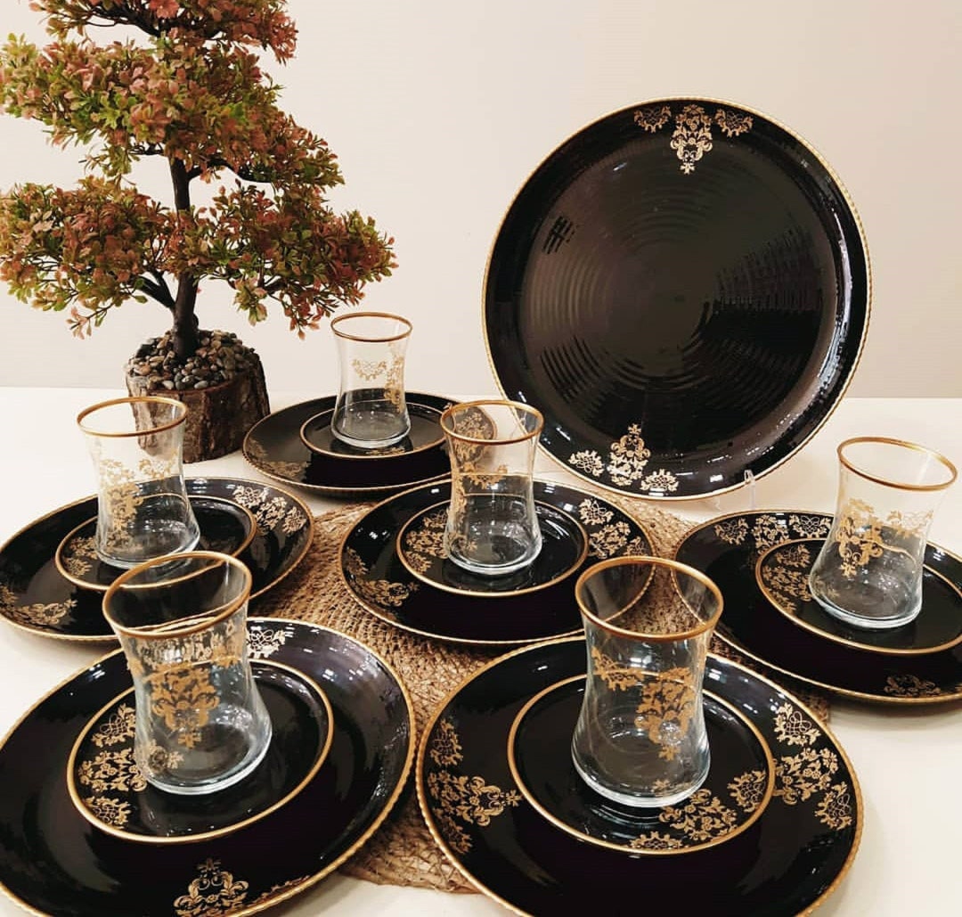 Turkish Tea Set, Turkish Tea Cups and Saucers, Tea Glasses and Saucers