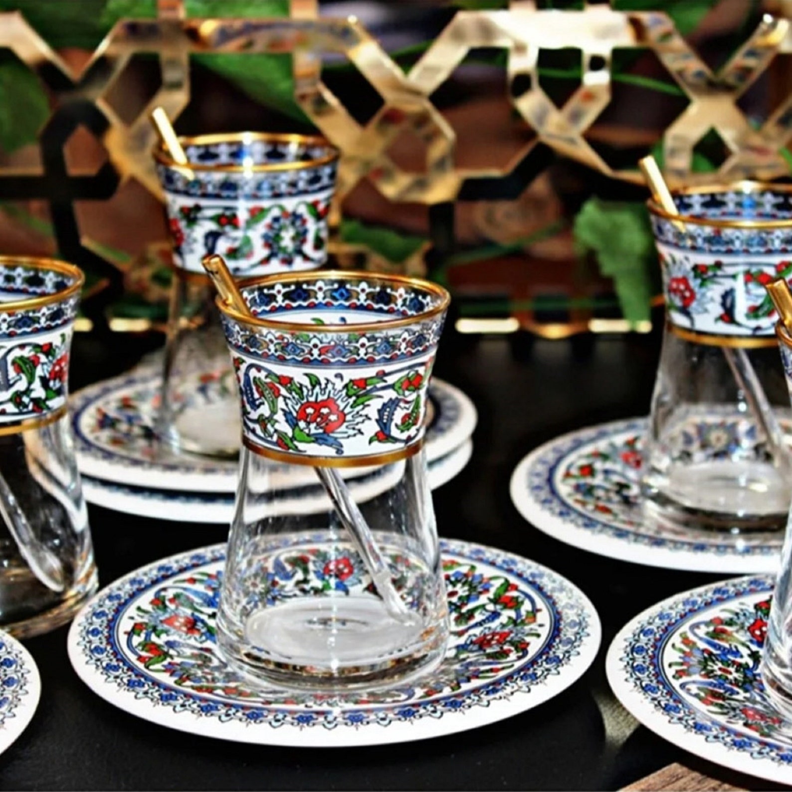 Turkish Tea Set Turkish Tea Cups and Saucers Tea Glasses and Etsy