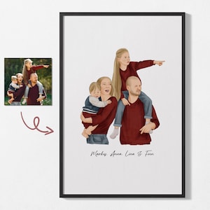 Uw foto als handgetekende aquarelillustratie – Gepersonaliseerde tekening van foto – Cadeau-idee voor huisdier, familie, koppels