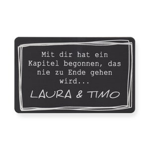 Aluminium Metallkarte für Geldbeutel mit Gravur Liebesspruch und Namen Geschenk