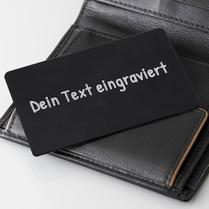 Personalisierte Metallkarte für Geldbeutel / eigener Text eingraviert / Geschenk und Erinnerung Partner Notfall Visitenkarte