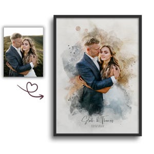 La tua foto come acquerello / ritratto di famiglia / ritratto personalizzato / regalo / come poster, immagine incorniciata o tela / con anteprima